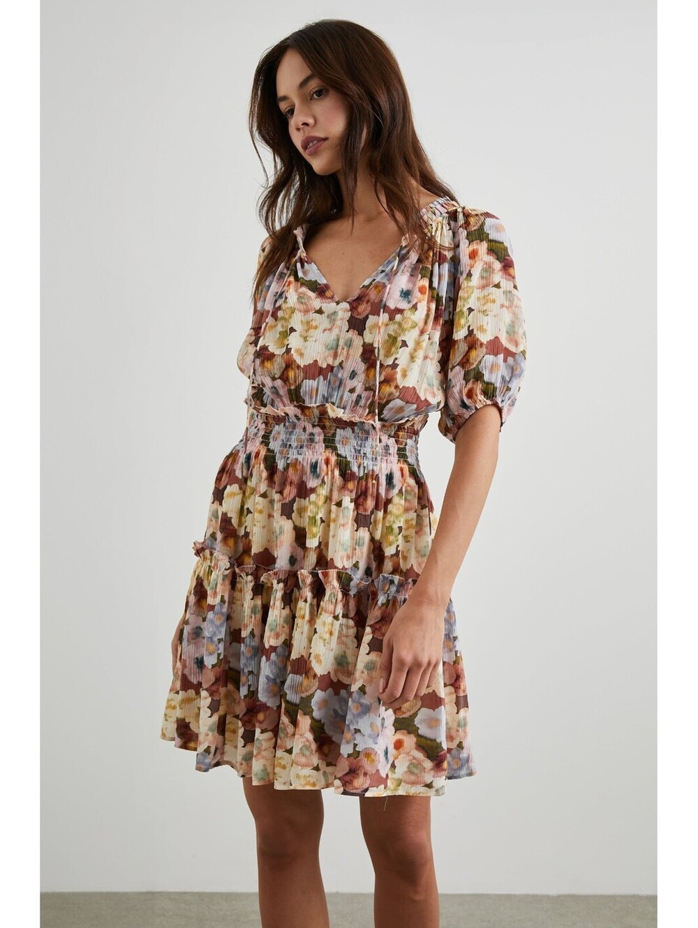 Rails Fiorella Painted Floral Smocked Midi Dress Size XL